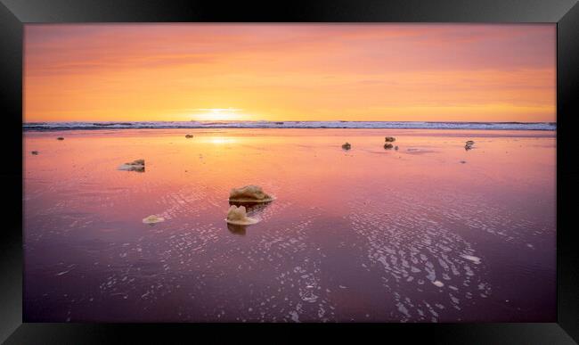 Majestic Sunrise over Montrose Beach Framed Print by DAVID FRANCIS