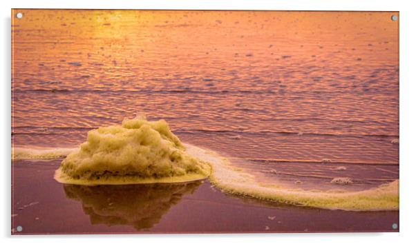 Glorious sea-foam Sunrise at Montrose Beach in Sco Acrylic by DAVID FRANCIS