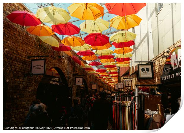 Camden Town Umbrella's  Print by Benjamin Brewty