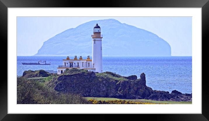 Ship passing Turnberry lighthousa and Ailsa Craig Framed Mounted Print by Allan Durward Photography