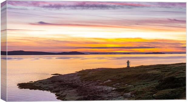 Golden Sunset at Rhue Lighthouse and the Summer Is Canvas Print by John Frid