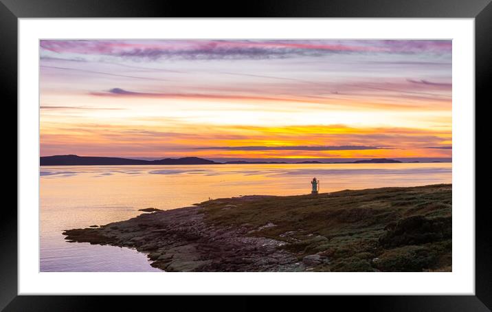 Golden Sunset at Rhue Lighthouse and the Summer Is Framed Mounted Print by John Frid