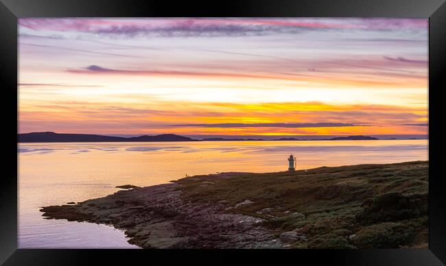 Golden Sunset at Rhue Lighthouse and the Summer Is Framed Print by John Frid