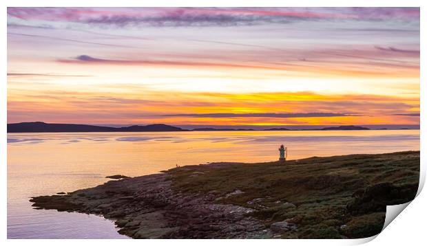 Golden Sunset at Rhue Lighthouse and the Summer Is Print by John Frid