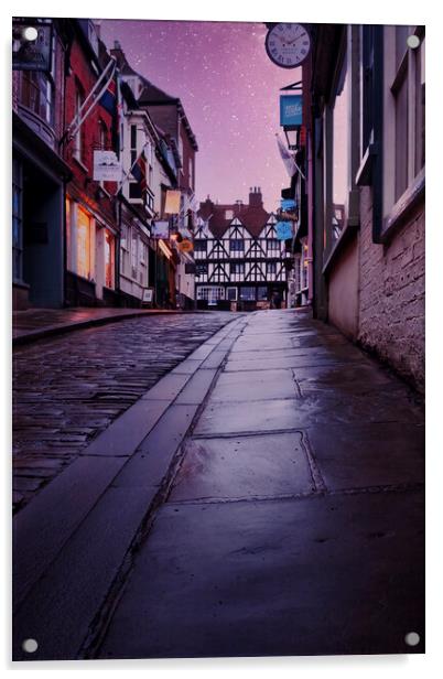 Steep Hill at Night, Lincoln Acrylic by Tim Hill