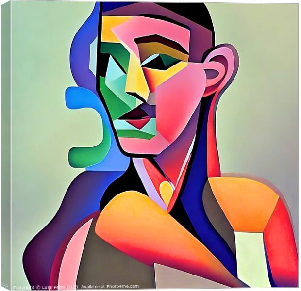 Vibrant Cubist Portrait A Modern Twist Canvas Print by Luigi Petro