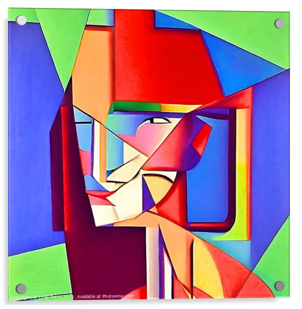 Vibrant Cubist Portrait of a Modern Woman Acrylic by Luigi Petro