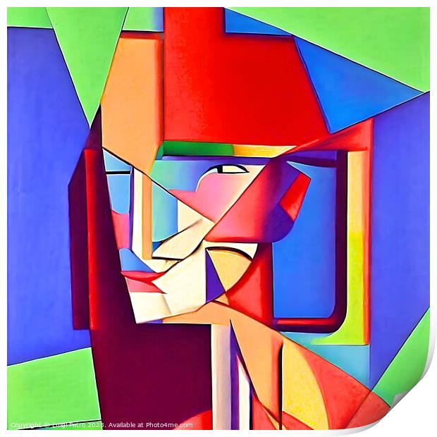 Vibrant Cubist Portrait of a Modern Woman Print by Luigi Petro