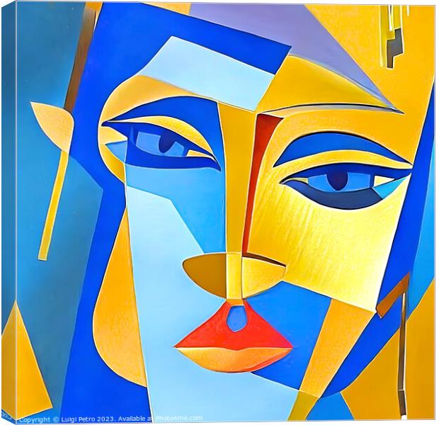 Digital Rendition of a Cubist Style Portrait Canvas Print by Luigi Petro
