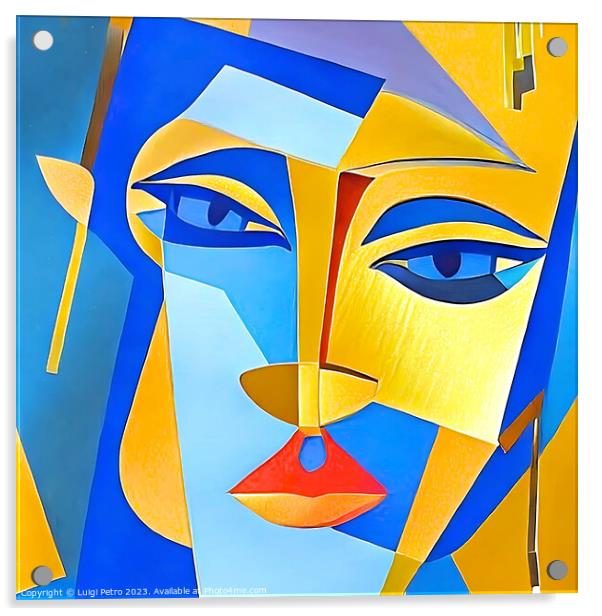 Digital Rendition of a Cubist Style Portrait Acrylic by Luigi Petro