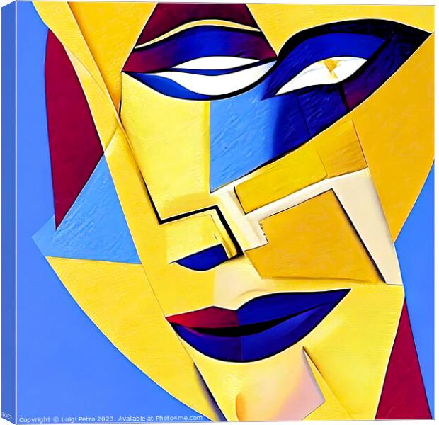 Vibrant Cubist Portrait of a Modern Woman Canvas Print by Luigi Petro