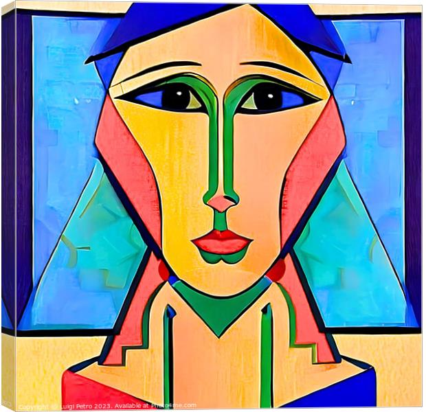 Vibrant Cubist Woman Portrait Canvas Print by Luigi Petro