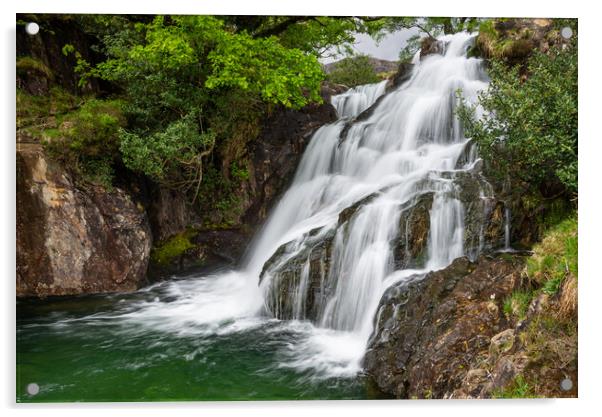 Waterfall in Cwm Llan, Snowdonia, Wales Acrylic by Andrew Kearton