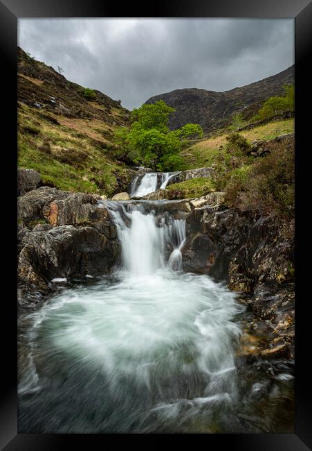 Waterfall in Cwm Llan, Snowdonia, Wales Framed Print by Andrew Kearton