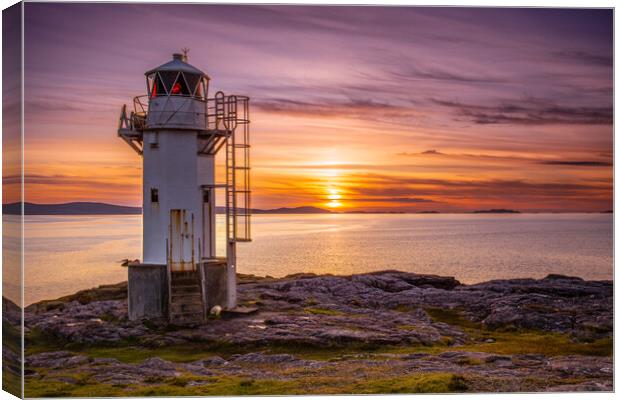 Majestic Rhue Lighthouse at sunset Canvas Print by John Frid