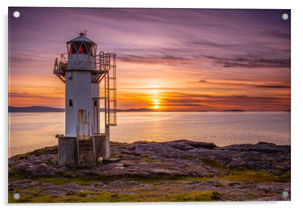 Majestic Rhue Lighthouse at sunset Acrylic by John Frid