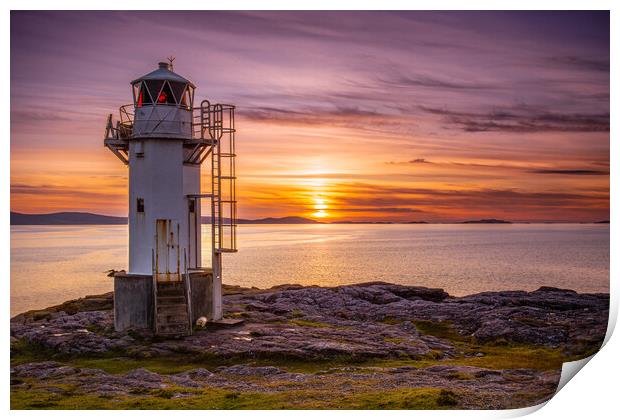 Majestic Rhue Lighthouse at sunset Print by John Frid