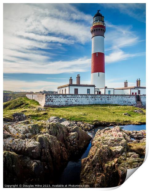 Buchan Ness Lighthouse in the Sunshine Print by Douglas Milne