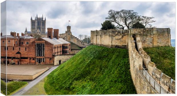 Lincoln Castle Wall to Lincoln Cathedral Canvas Print by Tim Hill