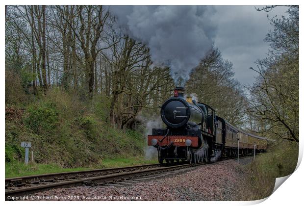 Great Western Lady of Legend steaming in the wood Print by Richard Perks