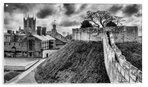 Lincoln Castle Black and White Acrylic by Tim Hill
