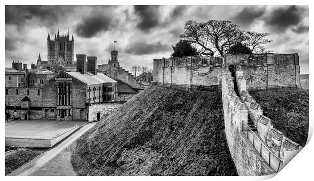 Lincoln Castle Black and White Print by Tim Hill