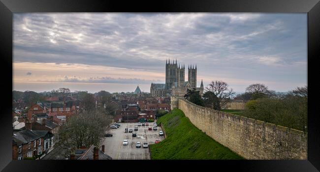 Lincoln Cathedral and Castle Walls Framed Print by Apollo Aerial Photography