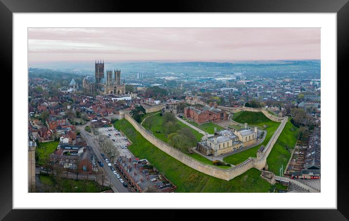 Lincoln Cathedral and Castle Framed Mounted Print by Apollo Aerial Photography