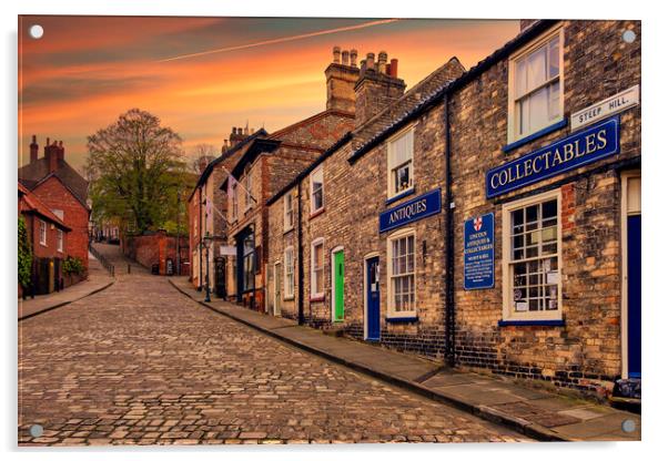 Steep Hill in Lincoln at Sunrise Acrylic by Tim Hill