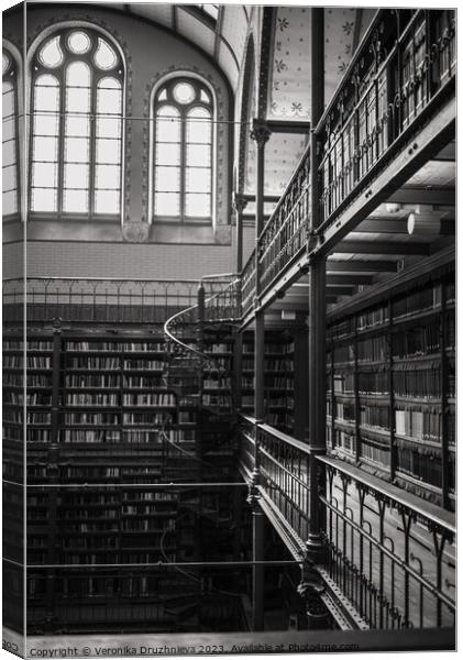 Old library in black and white Canvas Print by Veronika Druzhnieva