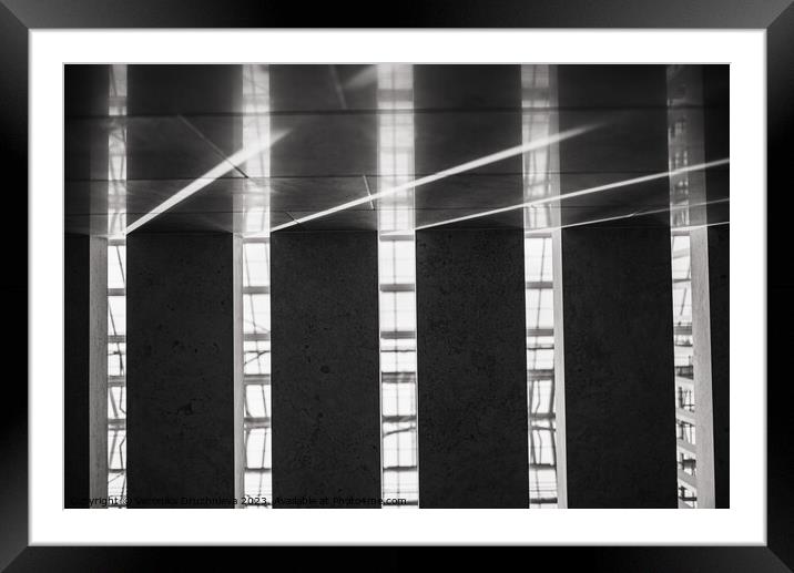 black and white print architecture Framed Mounted Print by Veronika Druzhnieva