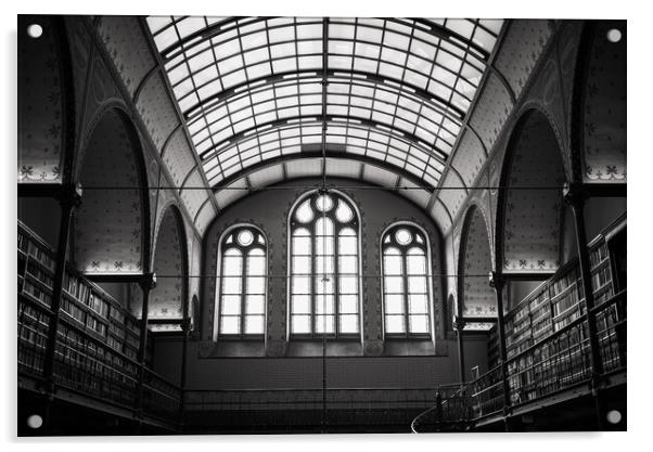 Windows in library of Rijksmuseum  Acrylic by Veronika Druzhnieva
