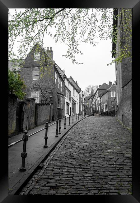 Lincolns Historic Steep Hill A Green Contrast Framed Print by Tim Hill