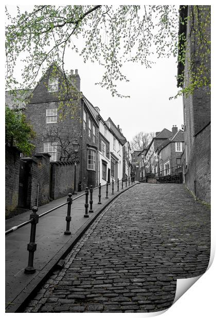 Lincolns Historic Steep Hill A Green Contrast Print by Tim Hill