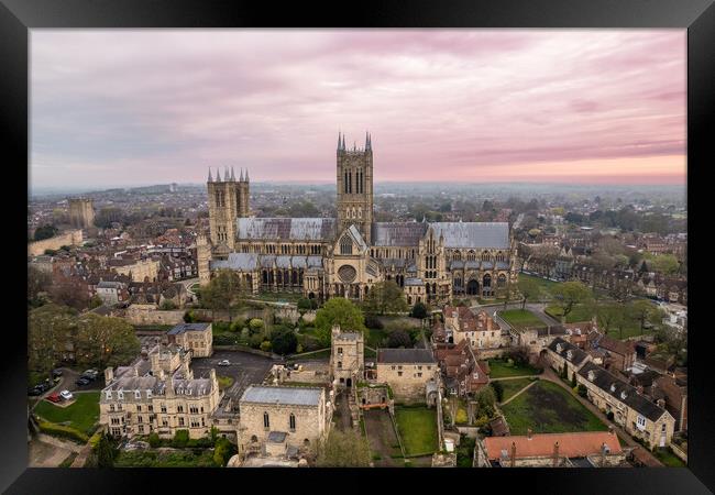 Lincoln Cathedral Sunrise Framed Print by Apollo Aerial Photography