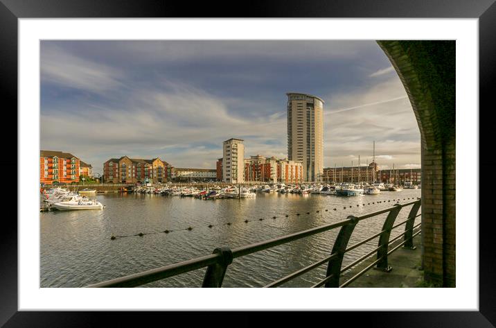 The Meridian tower at Swansea Marina Framed Mounted Print by Leighton Collins