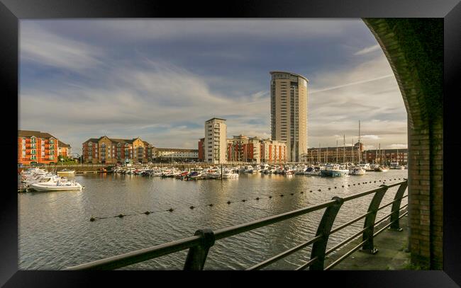 The Meridian tower at Swansea Marina Framed Print by Leighton Collins