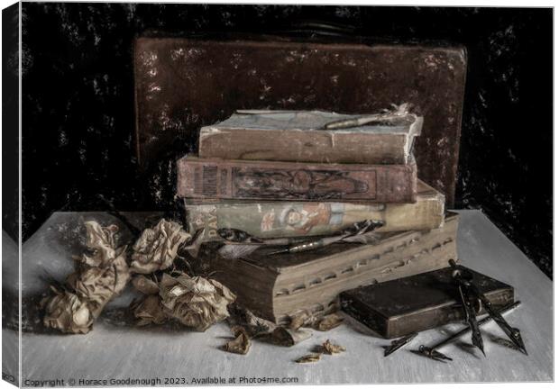 Still life with old books Canvas Print by Horace Goodenough