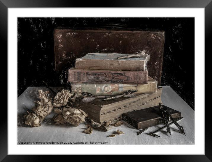 Still life with old books Framed Mounted Print by Horace Goodenough