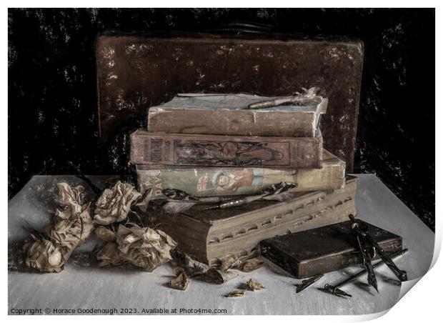 Still life with old books Print by Horace Goodenough