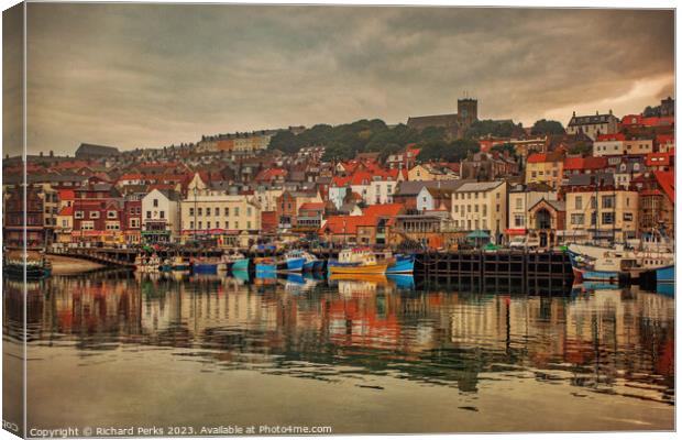 Scarborough Harbour Reflections Canvas Print by Richard Perks