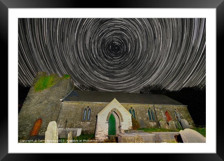 Llangiwg Church Star Trails Framed Mounted Print by Terry Brooks