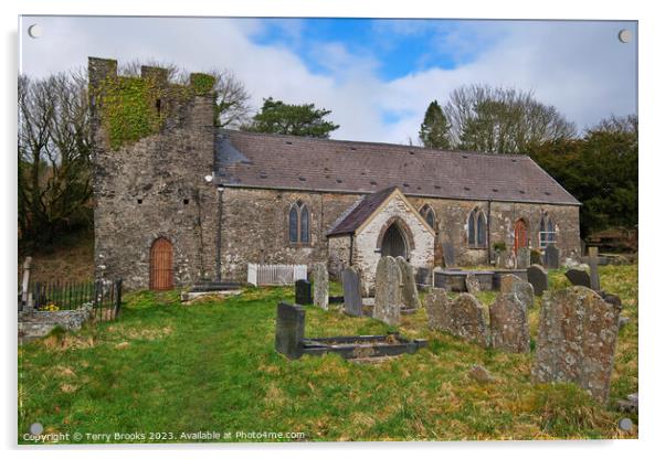 Llangiwg Church aka St Ciwg's Church Pontardawe, South Wales Acrylic by Terry Brooks