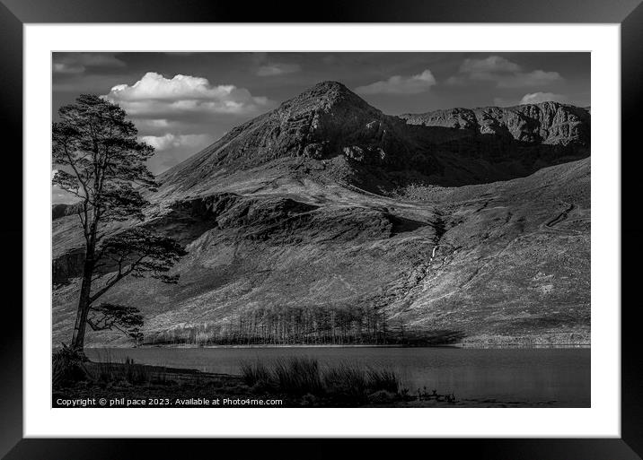 High Stile at Buttermere in Monochrome Framed Mounted Print by phil pace