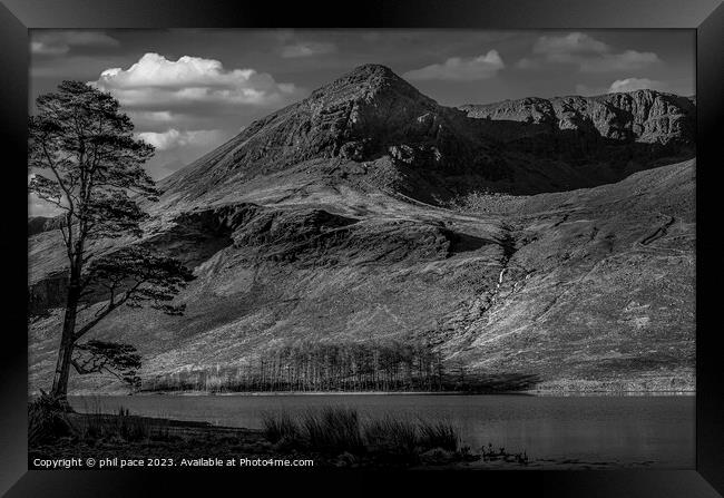 High Stile at Buttermere in Monochrome Framed Print by phil pace