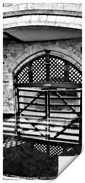 The Dark History of Traitors Gate Print by Les Schofield