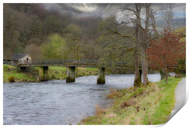 Bridge over River Wharfe - Bolton Abbey Estate  Print by Glen Allen
