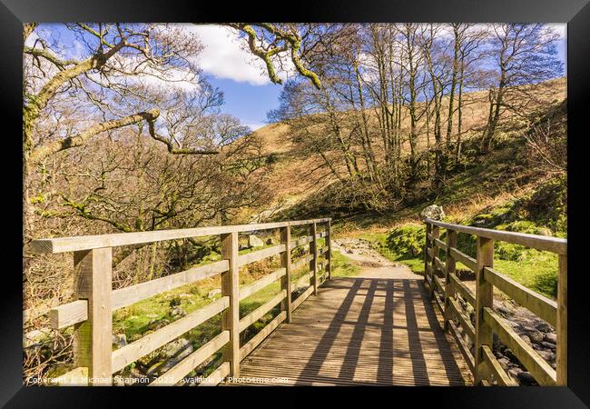 Wooden footbridge - English Lake District Framed Print by Michael Shannon