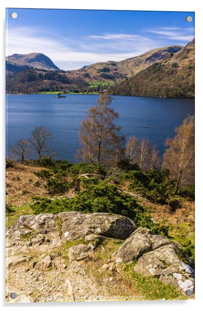 Ullswater View across to Glenridding and fells Acrylic by Michael Shannon