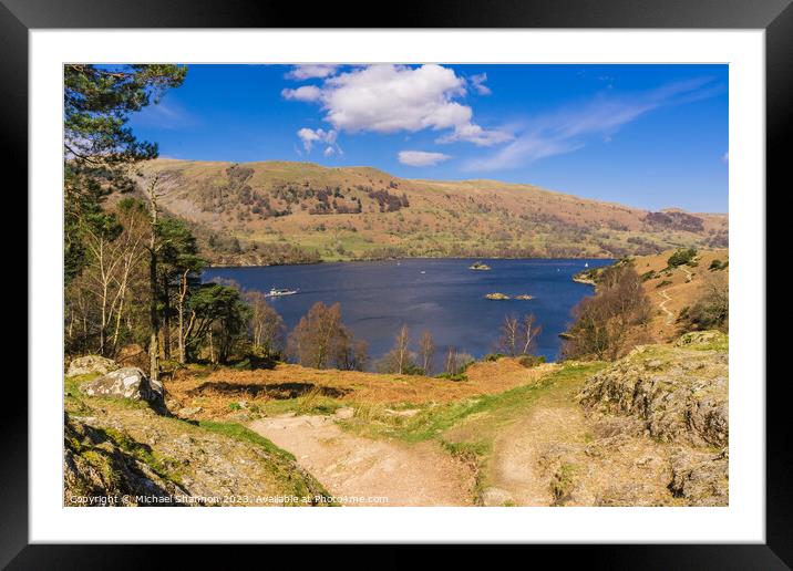 View from the Ullswater Path Framed Mounted Print by Michael Shannon